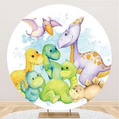 Lofaris Cute Dinosaur Round Birthday Party Backdrop For Boy