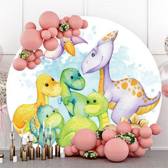 Lofaris Cute Dinosaur Round Birthday Party Backdrop For Boy