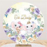 Load image into Gallery viewer, Lofaris Cute Elephant And Fkoral Round Baby Shower Backdrop