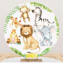 Lofaris Cute Forest Animals Round Baby Shower Backdrop for Boy