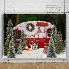 Lofaris Cute Glitter Motorhome Snow Christmas Tree Party Backdrop