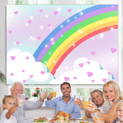 Lofaris Cute Heart Cloud And Rainbow Happy Birthday Backdrop
