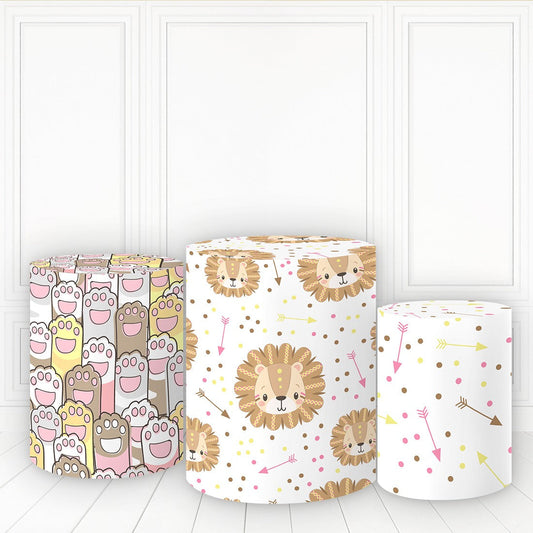 Lofaris Cute Lions Cylinder Cover With Lovely Cat Feet Pillar Wrap