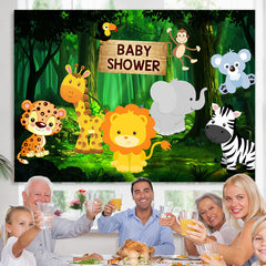 Lofaris Cute Little Animals And Forest Baby Shower Backdrop