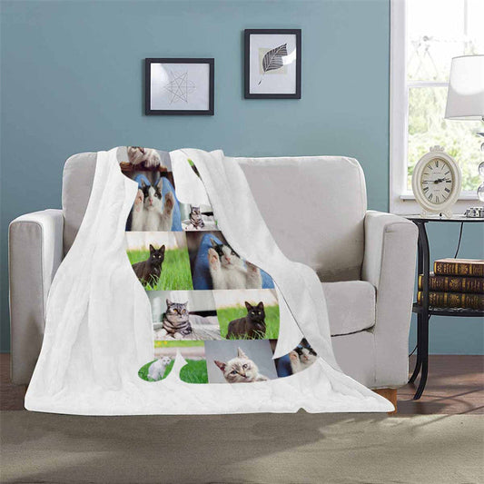 Lofaris Cute Personalized Cat Portrait Throw Blanket As Gift