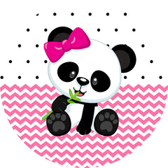 Lofaris Cute Pink Panda With A Bow Circle Backdrop Kit For Girl