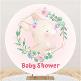 Load image into Gallery viewer, Lofaris Cute Rabbit Custom Pink Round Baby Shower Backdrop
