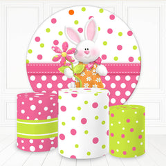 Lofaris Cute Rabbit With Flower Dots Party Round Backdrop Kit