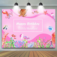 Lofaris Cute Sea Bed Creature Pattern Pink Birthday Backdrop