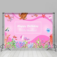 Lofaris Cute Sea Bed Creature Pattern Pink Birthday Backdrop