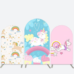 Lofaris Cute Unicorn Rainbow Dessert Girls Arch Backdrop Kit