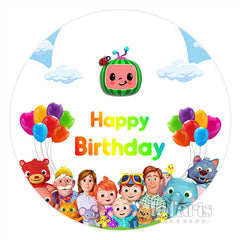 Lofaris Cute Watermelon Balloons Happy Birthday Round Backdrop