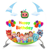 Load image into Gallery viewer, Lofaris Cute Watermelon Balloons Happy Birthday Round Backdrop