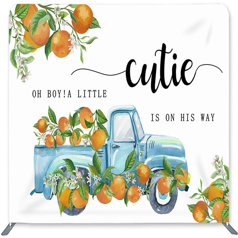 Lofaris Cutie Is On His Way Double-Sided Backdrop for Baby Shower