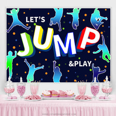 Lofaris Cyan Blue Lets Jump And Play Birthday Party Backdrop