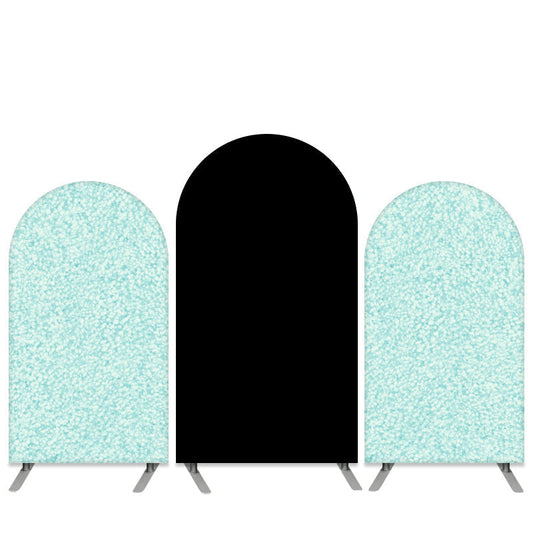 Lofaris Cyan Glitter And Black Happy Birthday Arch Backdrop Kit