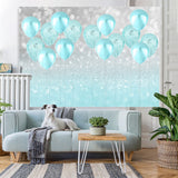 Load image into Gallery viewer, Lofaris Cyan Glitter Balloon Bokeh Backdrop for Birthday Party