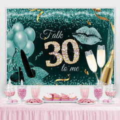 Lofaris Cyan Glitter Bokeh 30th Happy Birthday Party Backdrop