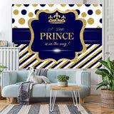 Load image into Gallery viewer, Lofaris Dark Blue and Golden Dots Baby Shower Backdrop for Boy