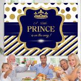 Load image into Gallery viewer, Lofaris Dark Blue and Golden Dots Baby Shower Backdrop for Boy