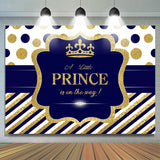Load image into Gallery viewer, Lofaris Dark Blue and Golden Dots Baby Shower Backdrop for Boy