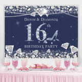 Load image into Gallery viewer, Lofaris Dark Blue Denim and Diamonds 16Th Birthday Backdrop