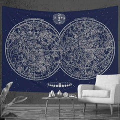 Lofaris Dark Blue Earth Planet Abstract Bohemian Wall Tapestry