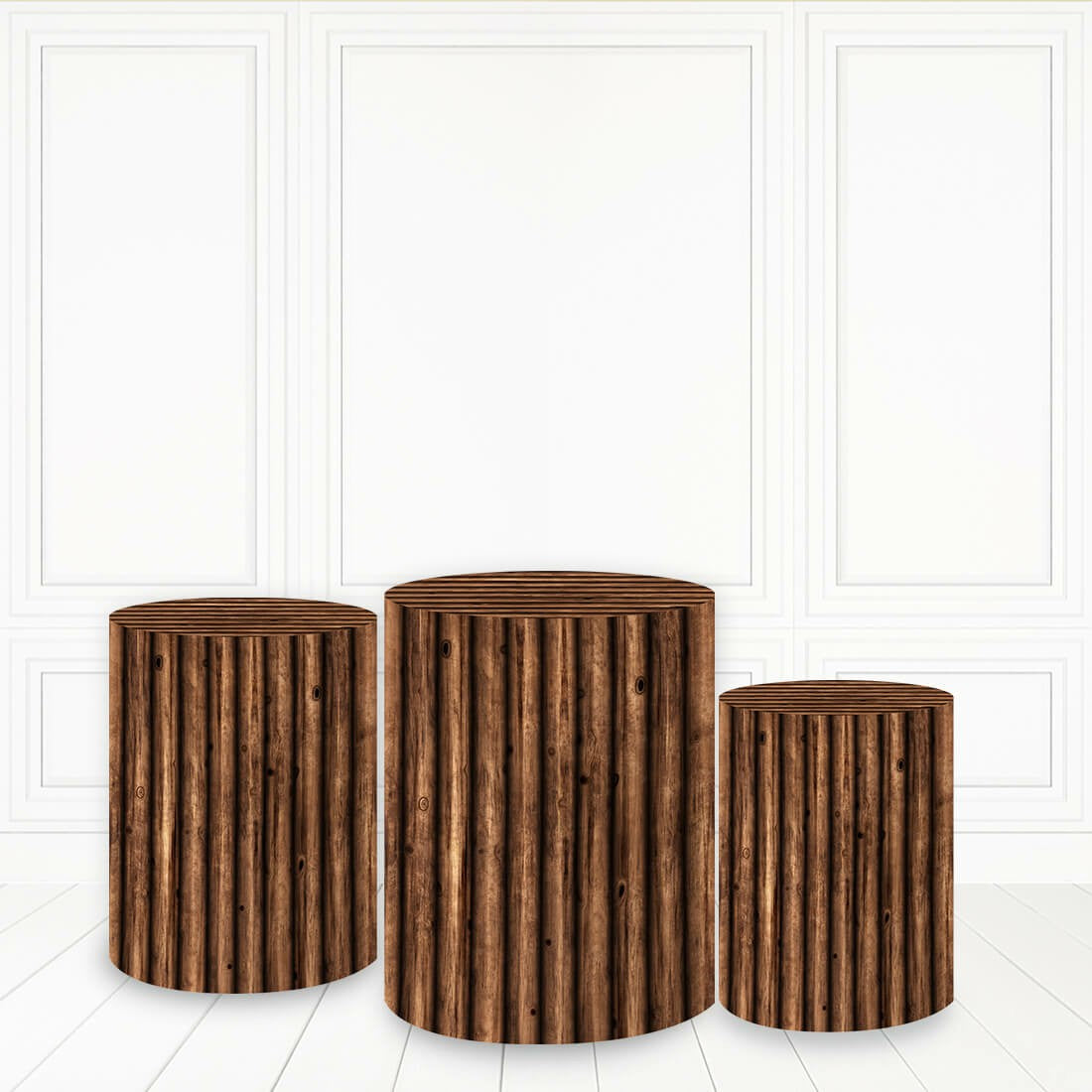 Lofaris Dark Brown Plinth Cover Wood Block Pattern Cake Table