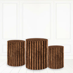 Lofaris Dark Brown Plinth Cover Wood Block Pattern Cake Table