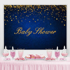 Lofaris Dark Bule and Golden Bokeh Baby Shower Party Backdrop