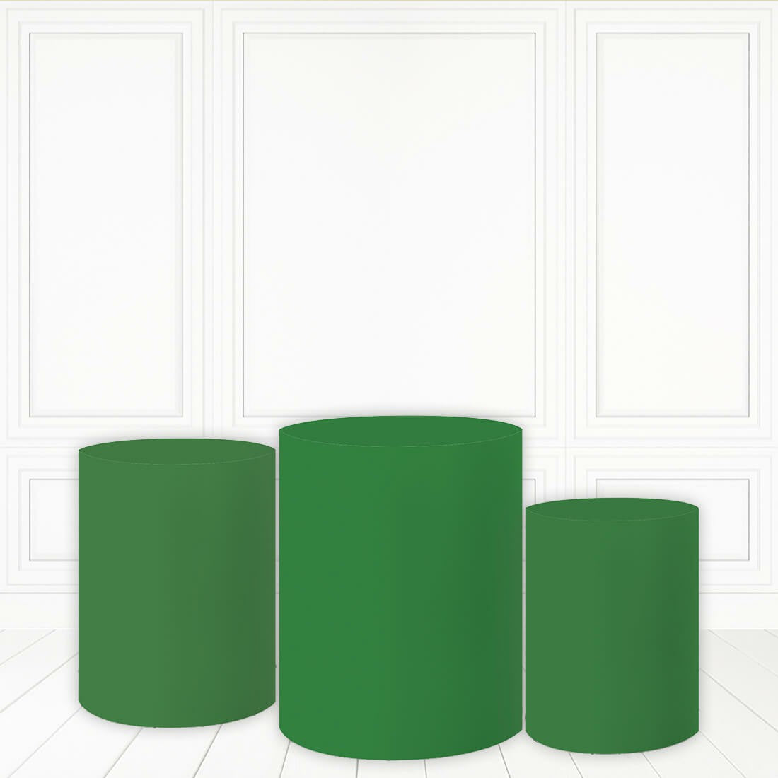 Lofaris Dark Green Cylinder Cover Printed Fabric Cake Table