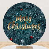 Load image into Gallery viewer, Lofaris Dark Green Leaves Custom Circle Merry Chrismas Backdrop