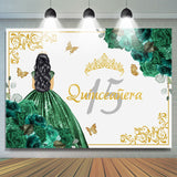 Load image into Gallery viewer, Lofaris Dark Green Princess Sweet 15 Happy Birthday Backdrop