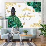 Load image into Gallery viewer, Lofaris Dark Green Princess Sweet 15 Happy Birthday Backdrop