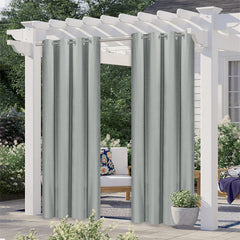Lofaris Grey Waterproof Grommet Top Outdoor Curtains for Front Porch