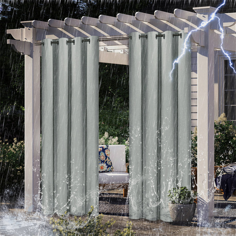 Lofaris Grey Waterproof Grommet Top Outdoor Curtains for Front Porch