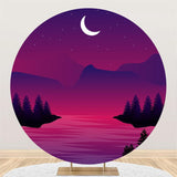 Load image into Gallery viewer, Lofaris Dark Purple Night And Moon Round Birthday Backdrop