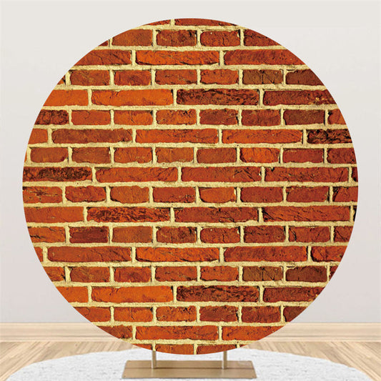 Lofaris Dark Red Bricks Round Birthday Party Decoration Backdrop