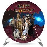 Load image into Gallery viewer, Lofaris Dark Red Planet Scifi Theme Happy Birthday Round Backdrop