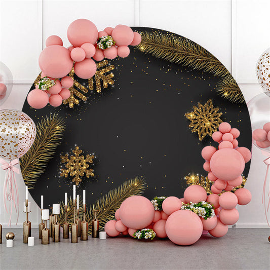 Lofaris Dary Grey With Gold Snowflake Circle Christmas Backdrop