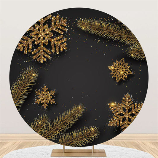 Lofaris Dary Grey With Gold Snowflake Circle Christmas Backdrop