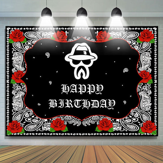 Lofaris Day Of Death Theme Red Rose Happy Birthday Backdrop
