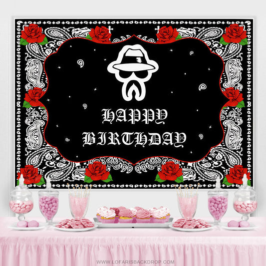 Lofaris Day Of Death Theme Red Rose Happy Birthday Backdrop