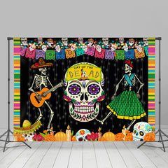 Lofaris Day of The Dead Mexican Fiesta Pumpkin Party Backdrop