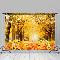 Lofaris Deciduous Forest Pumpkins And Sunflower Autumn Backdrop