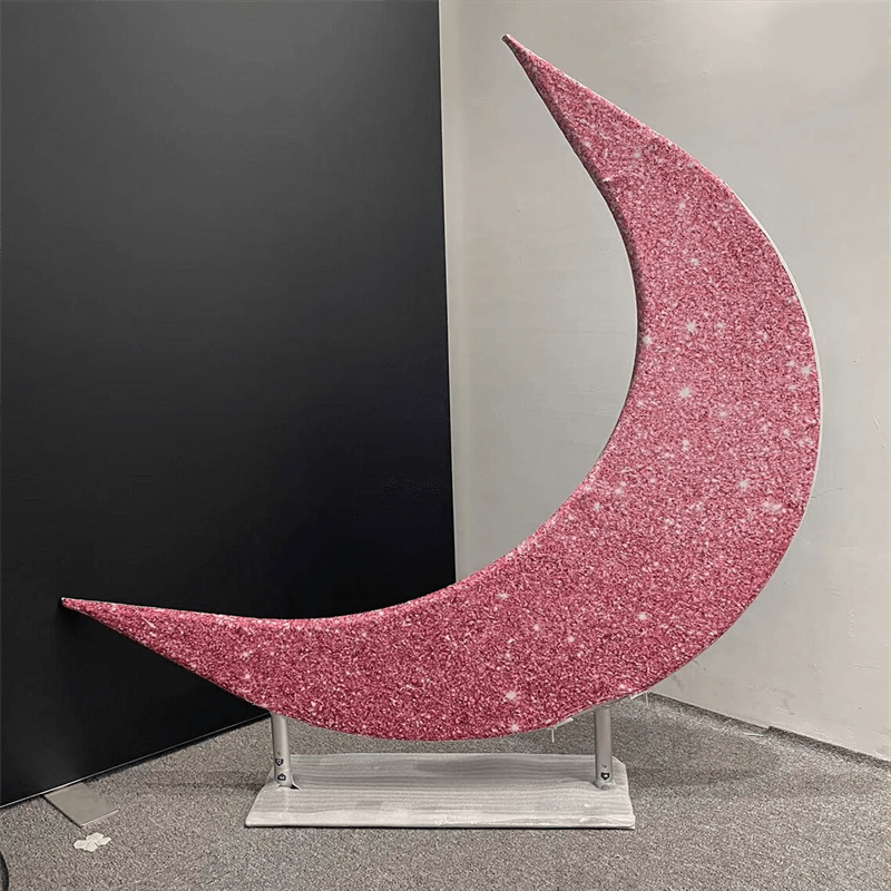 Lofaris Deep Pink Glitter Moon Arch Backdrop For Wedding Decor