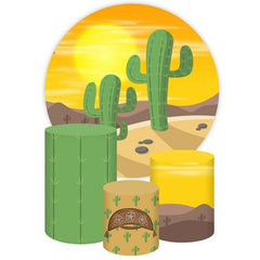 Lofaris Desert Scenery And Cactus Round Birthday Backdrop Kit