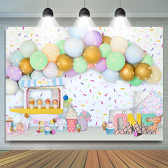 Lofaris Dessert Store Glitter Balloon Happy 1St Birthdab Backdrop