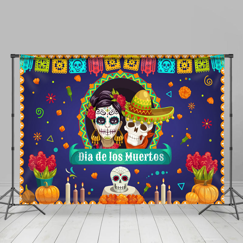 Lofaris Dia De Ios Muertos Pumpkin Mexican Fiesta Backdrop