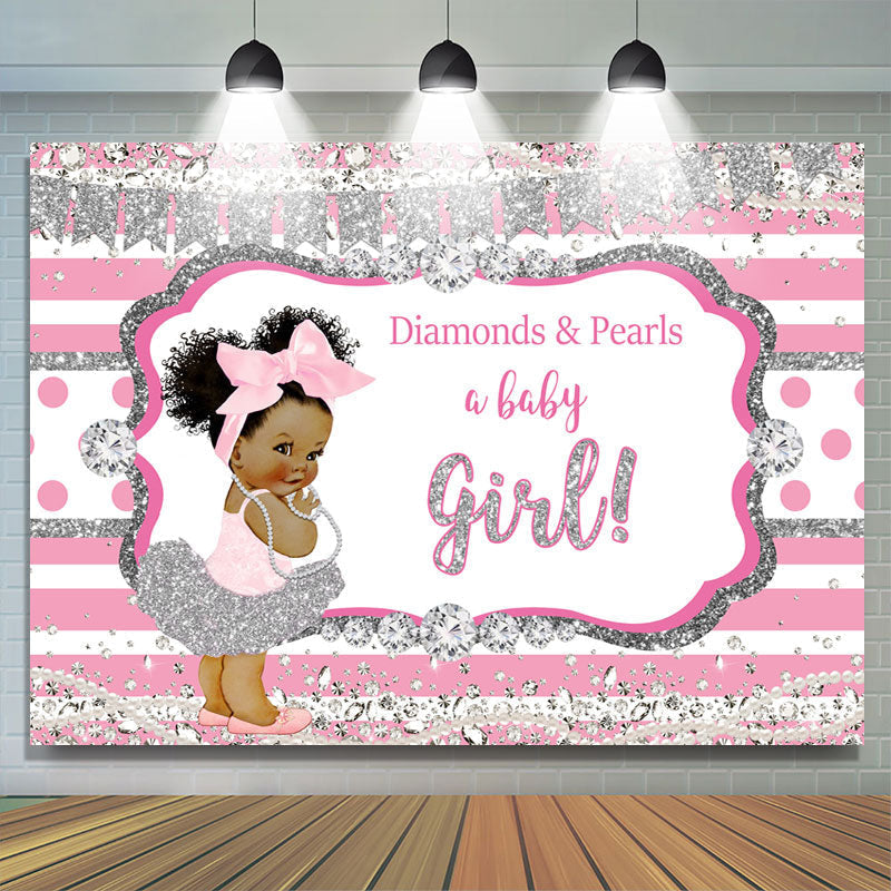 Lofaris Diamonds And Pearls A Baby Girl Shower Backdrop